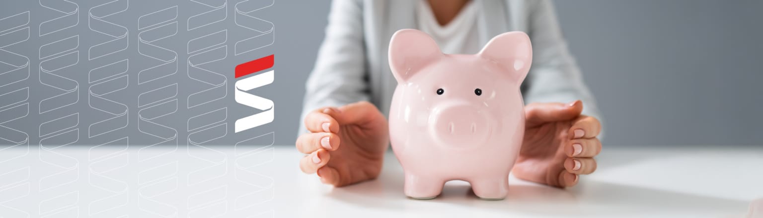 Piggy Bank with human behind.